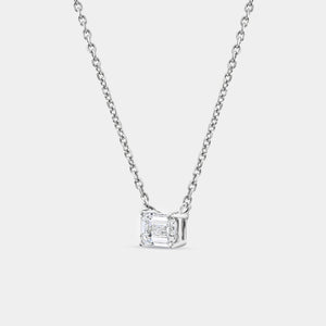 Gilded 1/2 Carat Lab-Grown Diamond Emerald-Cut Station Solitaire Pendant