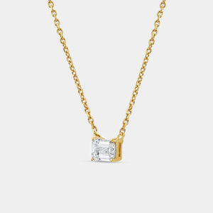 Gilded 1/2 Carat Lab-Grown Diamond Emerald-Cut Station Solitaire Pendant