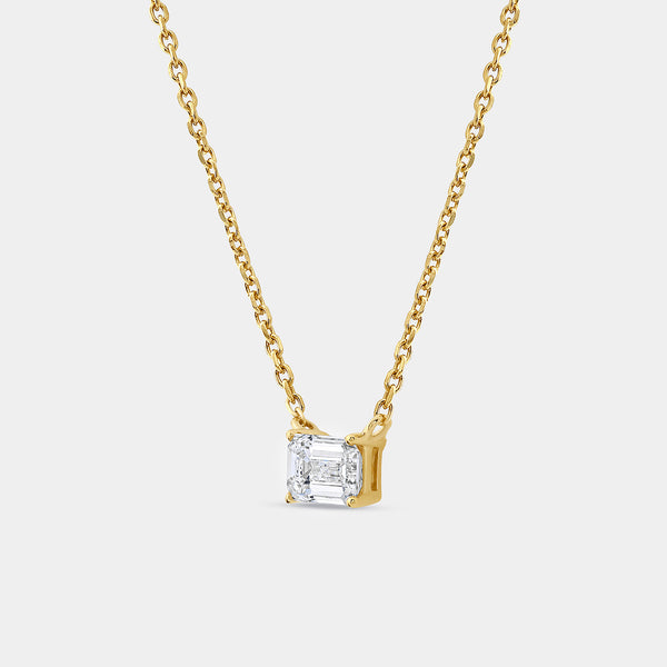 1/2 Carat Lab-Grown Diamond Emerald-Cut Station Solitaire Pendant — GILDED New York