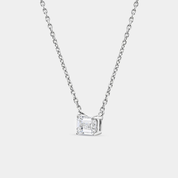 1/2 Carat Lab-Grown Diamond Emerald-Cut Station Solitaire Pendant — GILDED New York