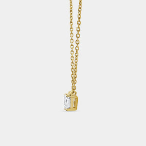 Gilded 1/2 Carat Lab-Grown Diamond Emerald-Cut Station Solitaire Pendant