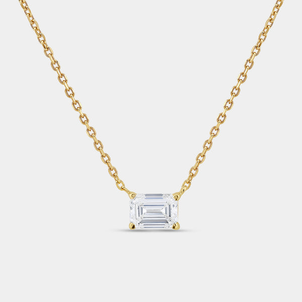 1 Carat Lab-Grown Diamond Emerald-Cut Station Solitaire Pendant — GILDED New York