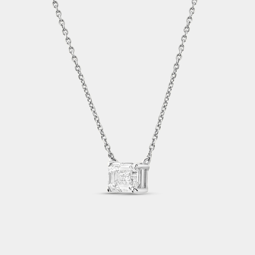 Gilded 1 Carat Lab-Grown Diamond Emerald-Cut Station Solitaire Pendant