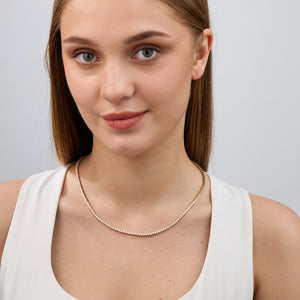 Gilded 8 Carat Lab-Grown Diamond Round-Shaped Straight Line Tennis Necklace