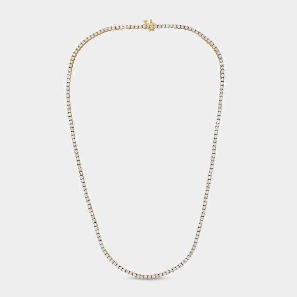 Gilded 8 Carat Lab-Grown Diamond Round-Shaped Straight Line Tennis Necklace