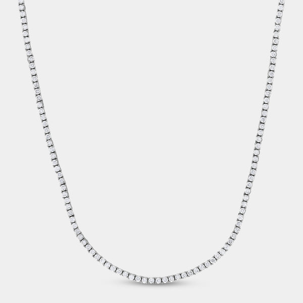 Gilded 8 Carat Lab-Grown Diamond Round-Shaped Straight Line Tennis Necklace