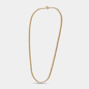 Gilded 8 Carat Lab-Grown Diamond Round-Shaped Straight Line Tennis Necklace