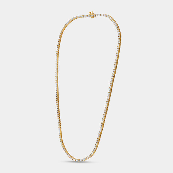 Gilded 8 Carat Lab-Grown Diamond Round-Shaped Straight Line Tennis Necklace