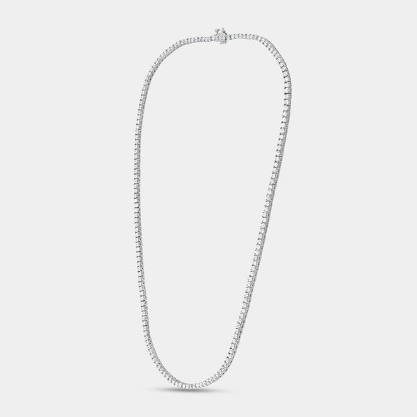 Gilded 8 Carat Lab-Grown Diamond Round-Shaped Straight Line Tennis Necklace