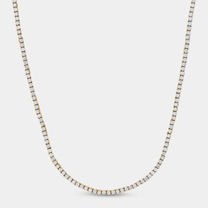 Gilded 8 Carat Lab-Grown Diamond Round-Shaped Straight Line Tennis Necklace