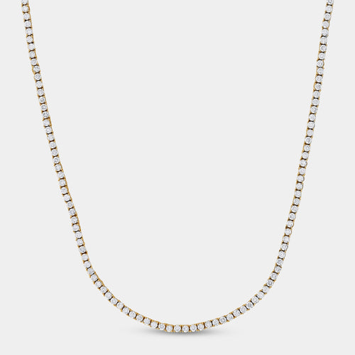 Gilded 8 Carat Lab-Grown Diamond Round-Shaped Straight Line Tennis Necklace