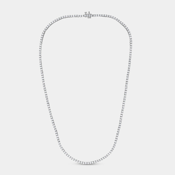 Gilded 8 Carat Lab-Grown Diamond Round-Shaped Straight Line Tennis Necklace