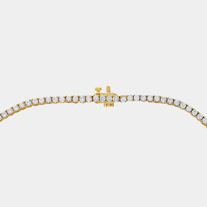 Gilded 8 Carat Lab-Grown Diamond Round-Shaped Straight Line Tennis Necklace