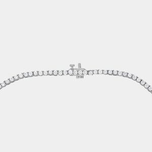 Gilded 8 Carat Lab-Grown Diamond Round-Shaped Straight Line Tennis Necklace