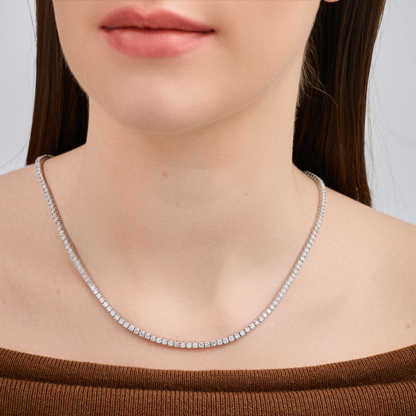 Gilded 10 Carat Lab-Grown Diamond Round-Shaped Straight Line Tennis Necklace