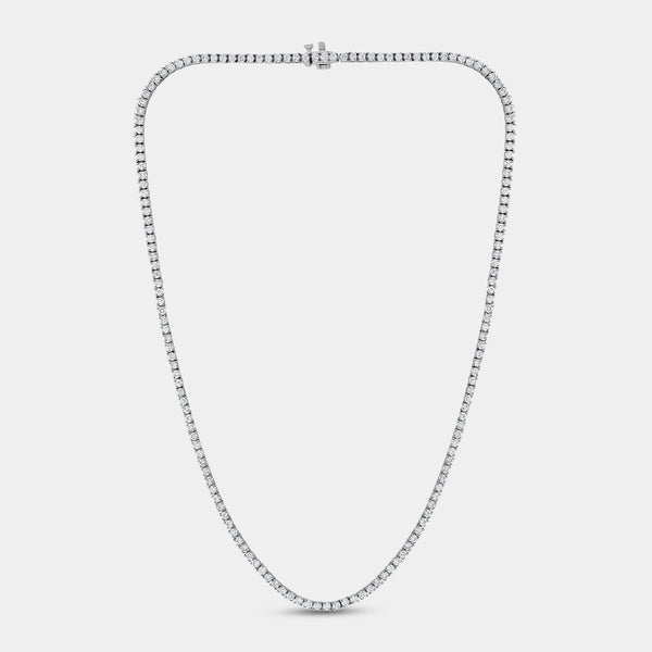 Gilded 10 Carat Lab-Grown Diamond Round-Shaped Straight Line Tennis Necklace