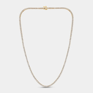 Gilded 10 Carat Lab-Grown Diamond Round-Shaped Straight Line Tennis Necklace