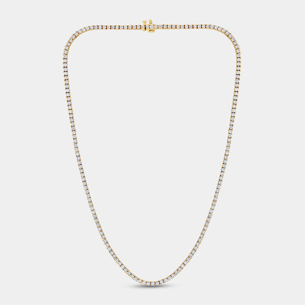 Gilded 10 Carat Lab-Grown Diamond Round-Shaped Straight Line Tennis Necklace
