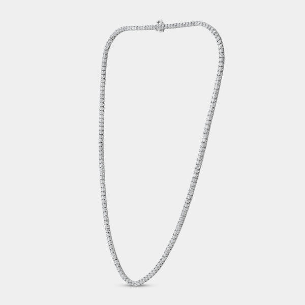 Gilded 10 Carat Lab-Grown Diamond Round-Shaped Straight Line Tennis Necklace