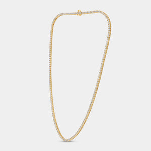 Gilded 10 Carat Lab-Grown Diamond Round-Shaped Straight Line Tennis Necklace