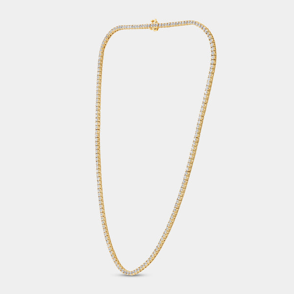 Gilded 10 Carat Lab-Grown Diamond Round-Shaped Straight Line Tennis Necklace