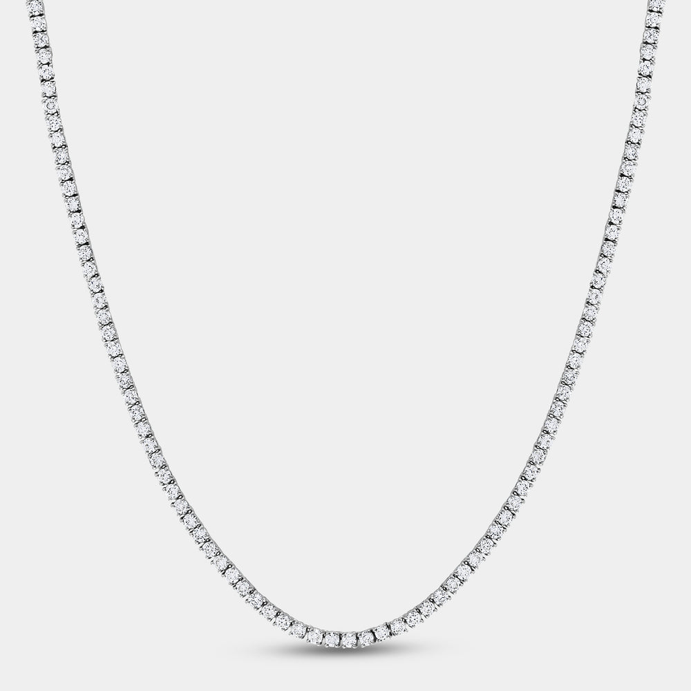 Gilded 10 Carat Lab-Grown Diamond Round-Shaped Straight Line Tennis Necklace