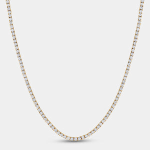 Gilded 10 Carat Lab-Grown Diamond Round-Shaped Straight Line Tennis Necklace