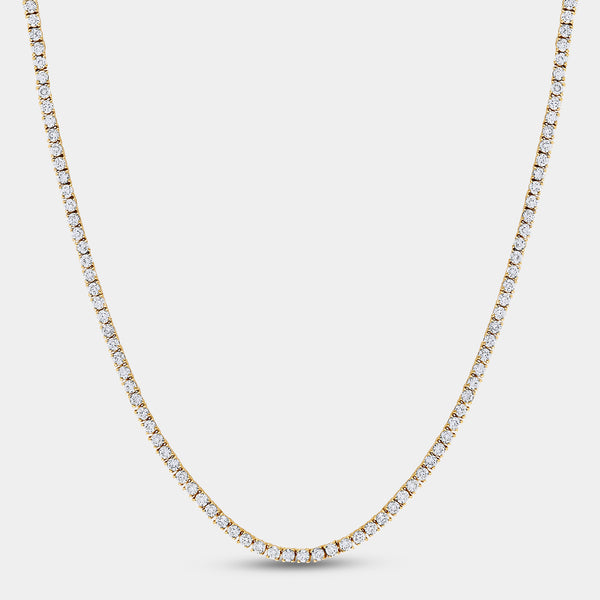 Gilded 10 Carat Lab-Grown Diamond Round-Shaped Straight Line Tennis Necklace