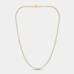 Gilded 12 Carat Lab-Grown Diamond Round-Shaped Straight Line Tennis Necklace