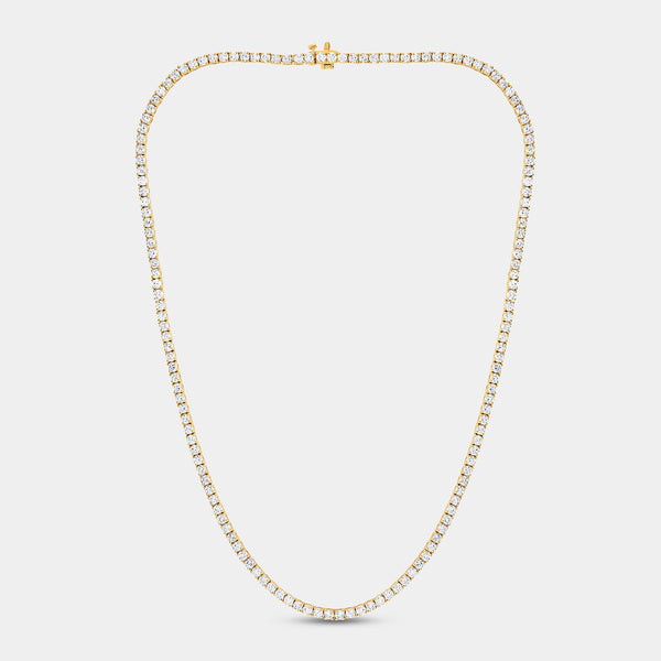 Gilded 12 Carat Lab-Grown Diamond Round-Shaped Straight Line Tennis Necklace