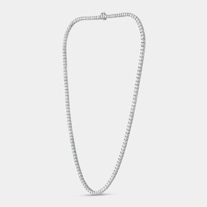 Gilded 12 Carat Lab-Grown Diamond Round-Shaped Straight Line Tennis Necklace