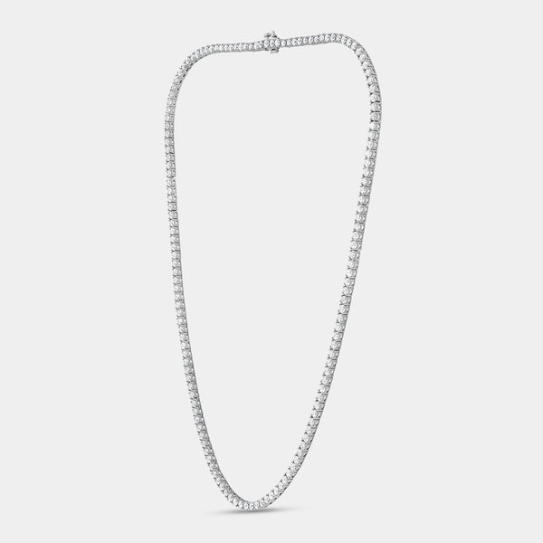 Gilded 12 Carat Lab-Grown Diamond Round-Shaped Straight Line Tennis Necklace