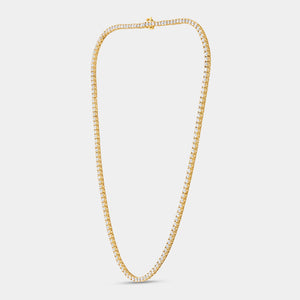 Gilded 12 Carat Lab-Grown Diamond Round-Shaped Straight Line Tennis Necklace