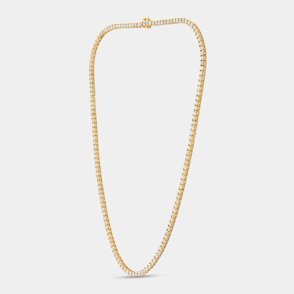Gilded 12 Carat Lab-Grown Diamond Round-Shaped Straight Line Tennis Necklace