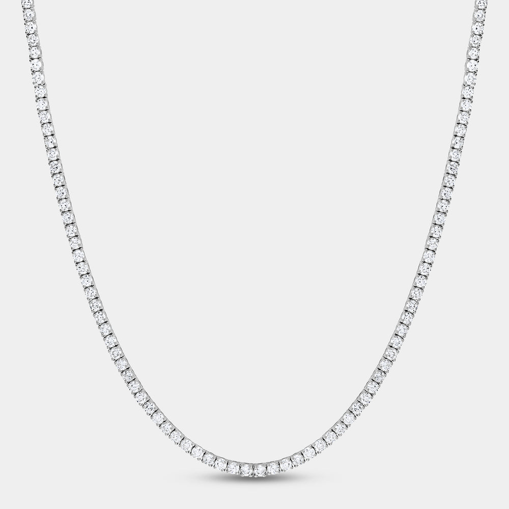 Gilded 12 Carat Lab-Grown Diamond Round-Shaped Straight Line Tennis Necklace