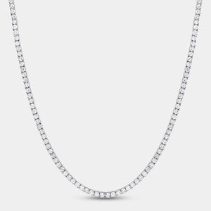 Gilded 12 Carat Lab-Grown Diamond Round-Shaped Straight Line Tennis Necklace