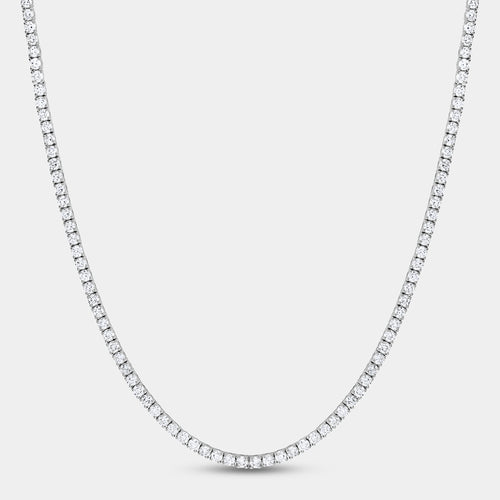 Gilded 12 Carat Lab-Grown Diamond Round-Shaped Straight Line Tennis Necklace
