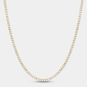 Gilded 12 Carat Lab-Grown Diamond Round-Shaped Straight Line Tennis Necklace
