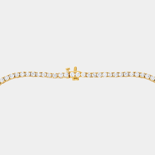 Gilded 12 Carat Lab-Grown Diamond Round-Shaped Straight Line Tennis Necklace