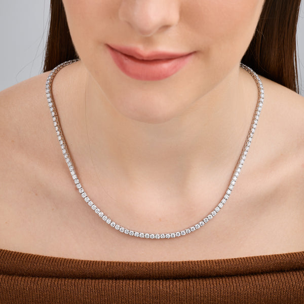 Gilded 15 Carat Lab-Grown Diamond Round-Shaped Straight Line Tennis Necklace