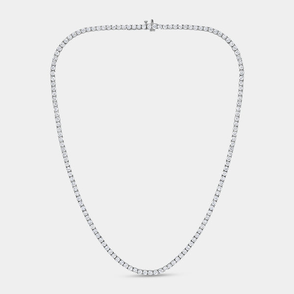 Gilded 15 Carat Lab-Grown Diamond Round-Shaped Straight Line Tennis Necklace