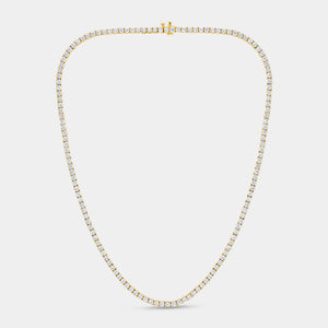 Gilded 15 Carat Lab-Grown Diamond Round-Shaped Straight Line Tennis Necklace
