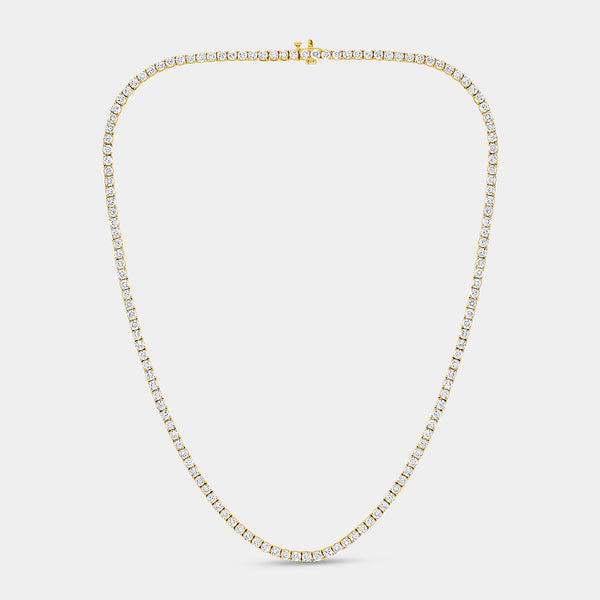 Gilded 15 Carat Lab-Grown Diamond Round-Shaped Straight Line Tennis Necklace