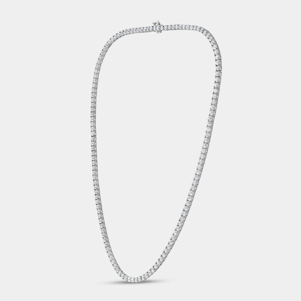 Gilded 15 Carat Lab-Grown Diamond Round-Shaped Straight Line Tennis Necklace