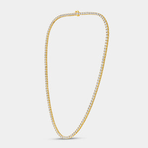 Gilded 15 Carat Lab-Grown Diamond Round-Shaped Straight Line Tennis Necklace