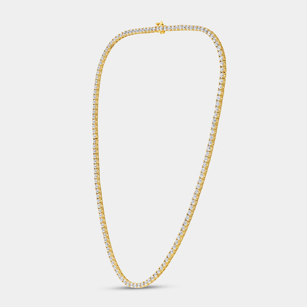 Gilded 15 Carat Lab-Grown Diamond Round-Shaped Straight Line Tennis Necklace