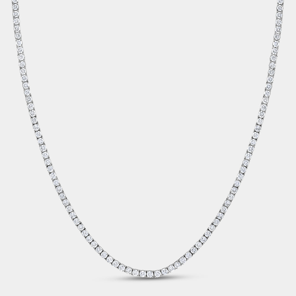 Gilded 15 Carat Lab-Grown Diamond Round-Shaped Straight Line Tennis Necklace