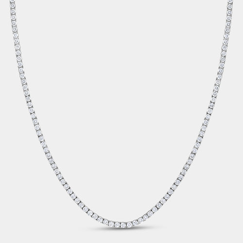 Gilded 15 Carat Lab-Grown Diamond Round-Shaped Straight Line Tennis Necklace