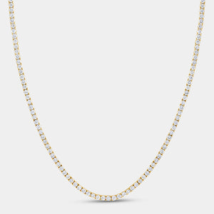 Gilded 15 Carat Lab-Grown Diamond Round-Shaped Straight Line Tennis Necklace