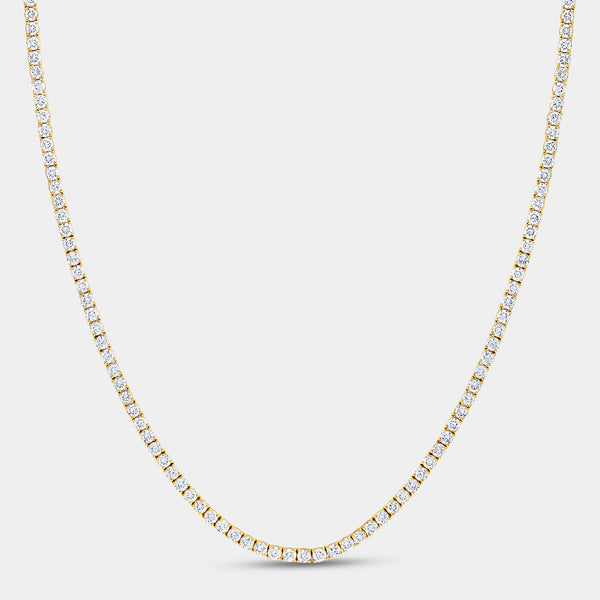 Gilded 15 Carat Lab-Grown Diamond Round-Shaped Straight Line Tennis Necklace